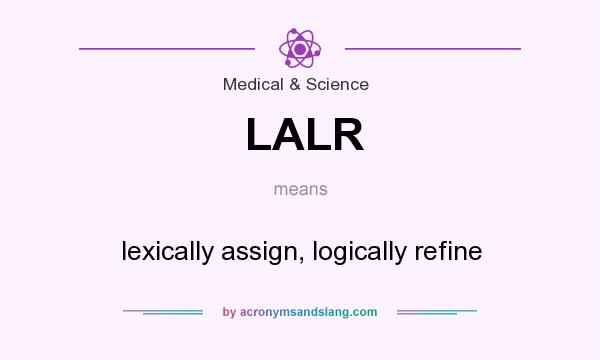 What does LALR mean? It stands for lexically assign, logically refine