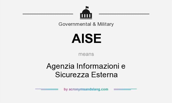 What does AISE mean? It stands for Agenzia Informazioni e Sicurezza Esterna