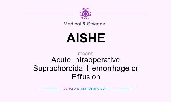 What does AISHE mean? It stands for Acute Intraoperative Suprachoroidal Hemorrhage or Effusion
