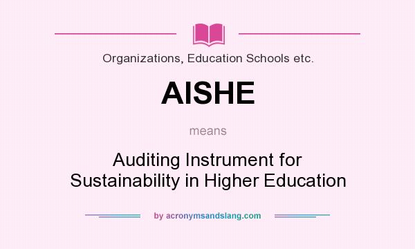What does AISHE mean? It stands for Auditing Instrument for Sustainability in Higher Education