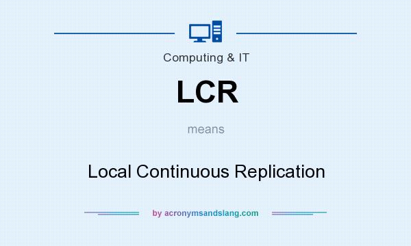 What does LCR mean? It stands for Local Continuous Replication