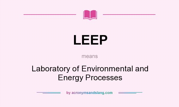What does LEEP mean? It stands for Laboratory of Environmental and Energy Processes