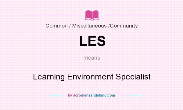 What does LES mean? It stands for Learning Environment Specialist