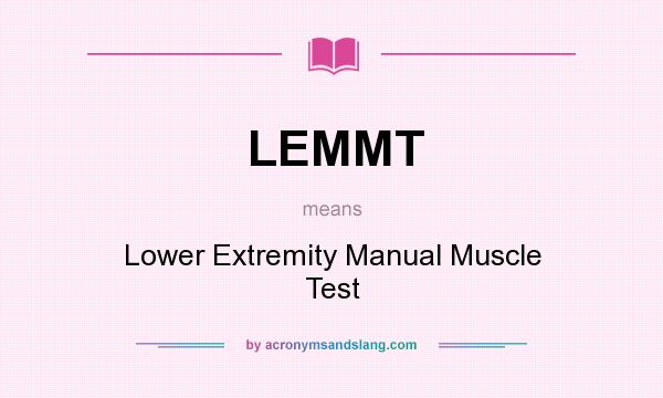 What does LEMMT mean? It stands for Lower Extremity Manual Muscle Test