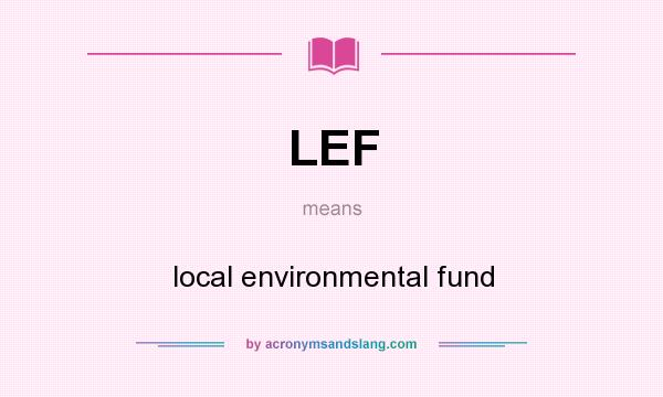 What does LEF mean? It stands for local environmental fund