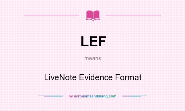 What does LEF mean? It stands for LiveNote Evidence Format