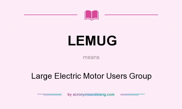 What does LEMUG mean? It stands for Large Electric Motor Users Group