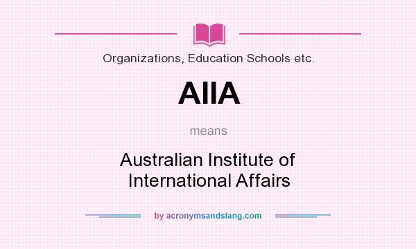 What does AIIA mean? It stands for Australian Institute of International Affairs
