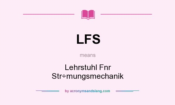 What does LFS mean? It stands for Lehrstuhl Fnr Str÷mungsmechanik