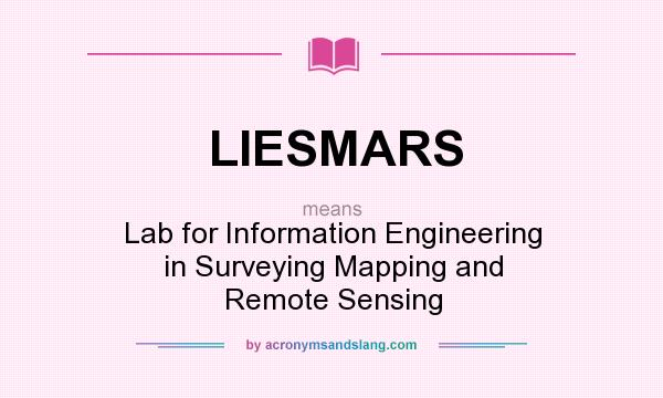 What does LIESMARS mean? It stands for Lab for Information Engineering in Surveying Mapping and Remote Sensing