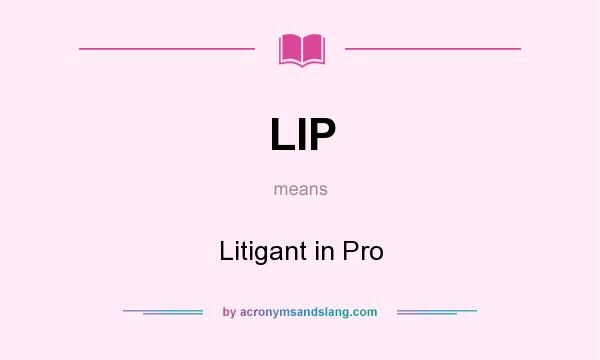 What does LIP mean? It stands for Litigant in Pro
