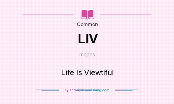 What does LIV mean? It stands for Life Is Viewtiful