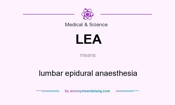 What does LEA mean? It stands for lumbar epidural anaesthesia