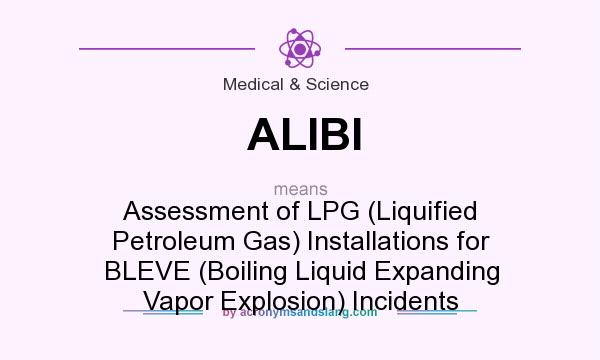 What does ALIBI mean? It stands for Assessment of LPG (Liquified Petroleum Gas) Installations for BLEVE (Boiling Liquid Expanding Vapor Explosion) Incidents