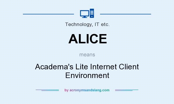 What does ALICE mean? It stands for Academa`s Lite Internet Client Environment