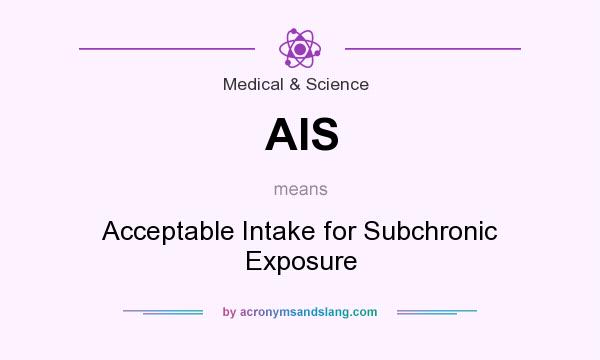 What does AIS mean? It stands for Acceptable Intake for Subchronic Exposure