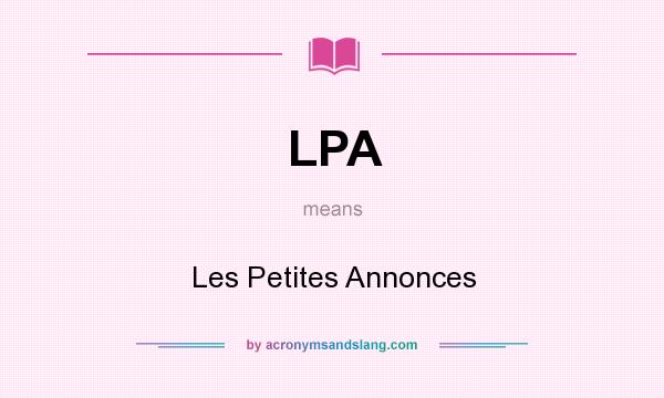 What does LPA mean? It stands for Les Petites Annonces
