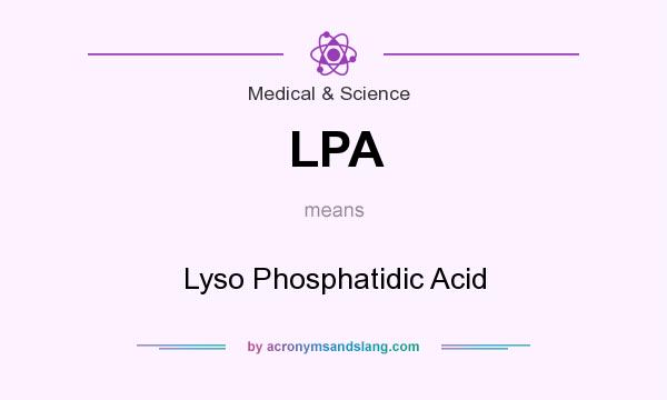What does LPA mean? It stands for Lyso Phosphatidic Acid