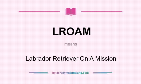 What does LROAM mean? It stands for Labrador Retriever On A Mission