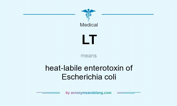 What does LT mean? It stands for heat-labile enterotoxin of Escherichia coli