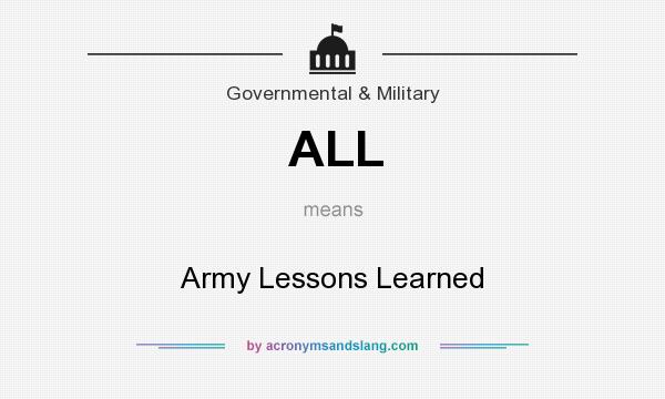 What does ALL mean? It stands for Army Lessons Learned