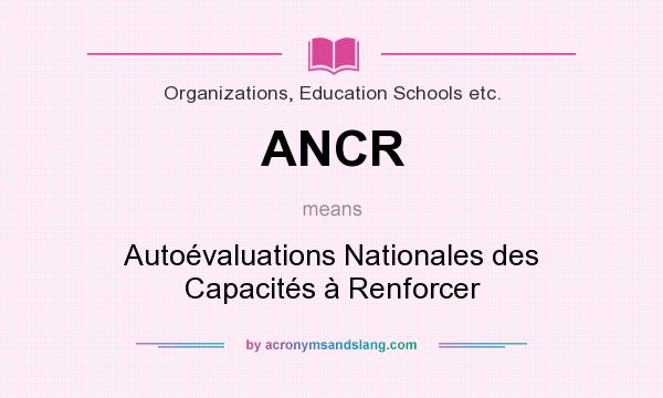 What does ANCR mean? It stands for Autoévaluations Nationales des Capacités à Renforcer