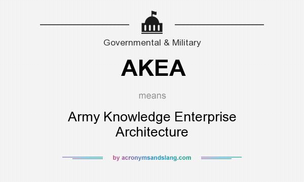 What does AKEA mean? It stands for Army Knowledge Enterprise Architecture