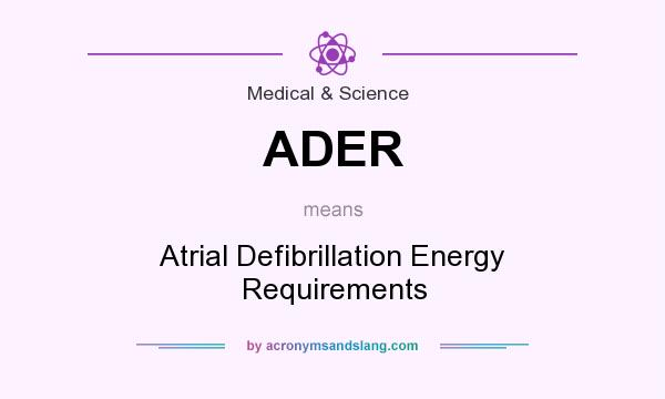 What does ADER mean? It stands for Atrial Defibrillation Energy Requirements