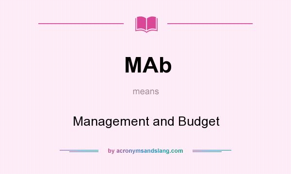 What does MAb mean? It stands for Management and Budget