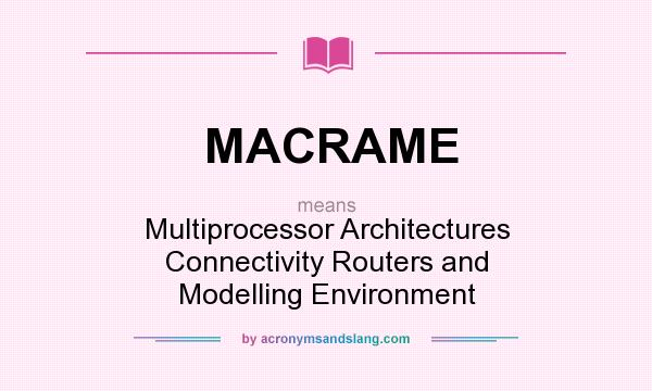 What does MACRAME mean? It stands for Multiprocessor Architectures Connectivity Routers and Modelling Environment