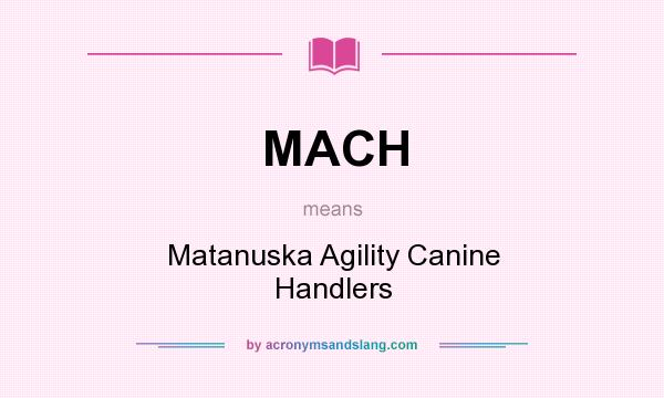 What does MACH mean? It stands for Matanuska Agility Canine Handlers