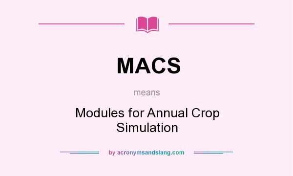 What does MACS mean? It stands for Modules for Annual Crop Simulation