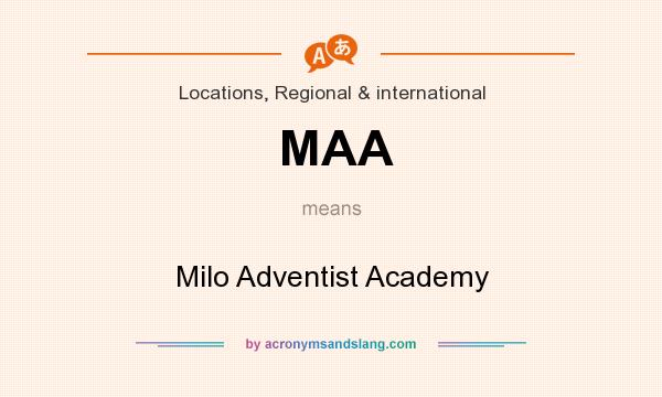 What does MAA mean? It stands for Milo Adventist Academy