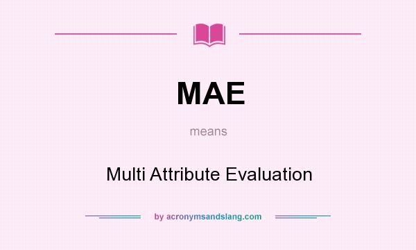 What does MAE mean? It stands for Multi Attribute Evaluation