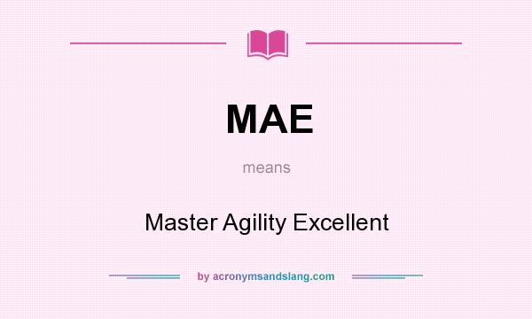 What does MAE mean? It stands for Master Agility Excellent