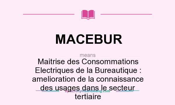 What does MACEBUR mean? It stands for Maitrise des Consommations Electriques de la Bureautique : amelioration de la connaissance des usages dans le secteur tertiaire
