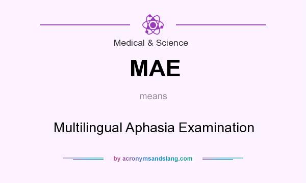 What does MAE mean? It stands for Multilingual Aphasia Examination