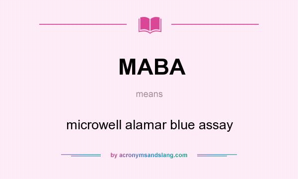 What does MABA mean? It stands for microwell alamar blue assay