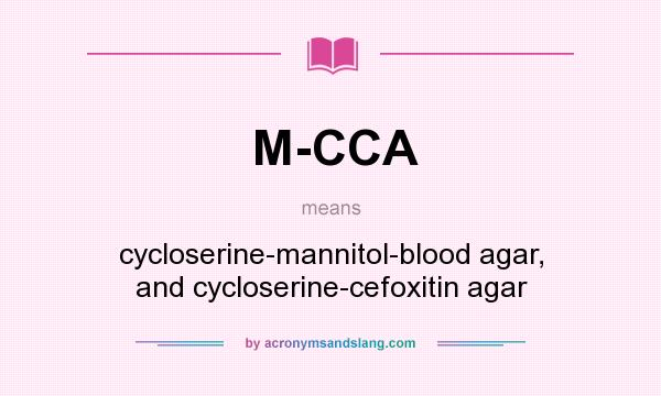 What does M-CCA mean? It stands for cycloserine-mannitol-blood agar, and cycloserine-cefoxitin agar