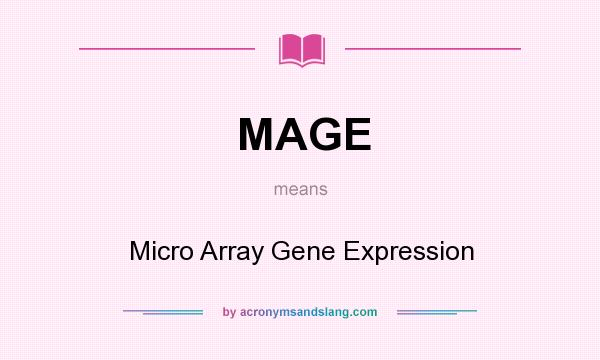 What does MAGE mean? It stands for Micro Array Gene Expression