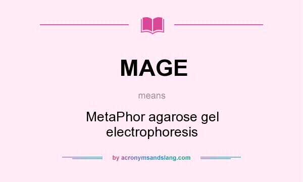 What does MAGE mean? It stands for MetaPhor agarose gel electrophoresis