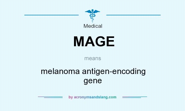 What does MAGE mean? It stands for melanoma antigen-encoding gene