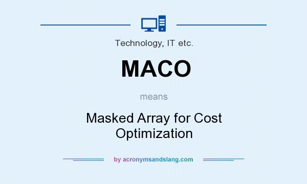 What does MACO mean? It stands for Masked Array for Cost Optimization