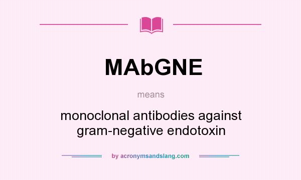 What does MAbGNE mean? It stands for monoclonal antibodies against gram-negative endotoxin