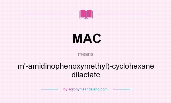 What does MAC mean? It stands for m`-amidinophenoxymethyl)-cyclohexane dilactate