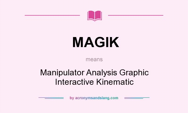 What does MAGIK mean? It stands for Manipulator Analysis Graphic Interactive Kinematic