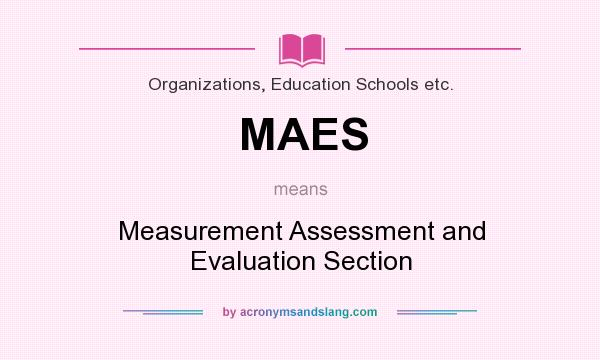 What does MAES mean? It stands for Measurement Assessment and Evaluation Section