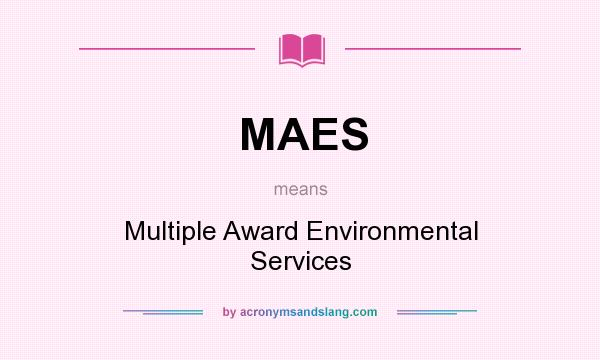 What does MAES mean? It stands for Multiple Award Environmental Services