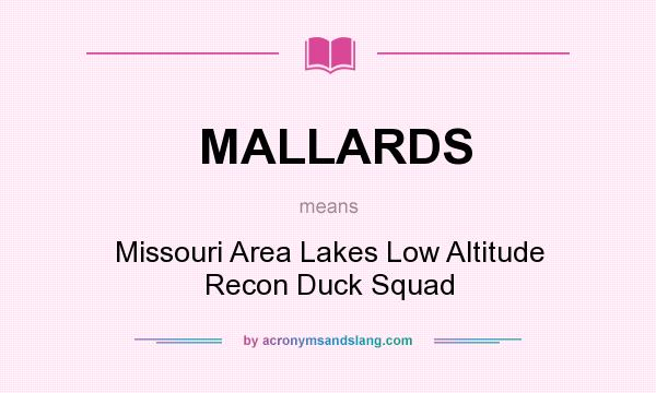 What does MALLARDS mean? It stands for Missouri Area Lakes Low Altitude Recon Duck Squad