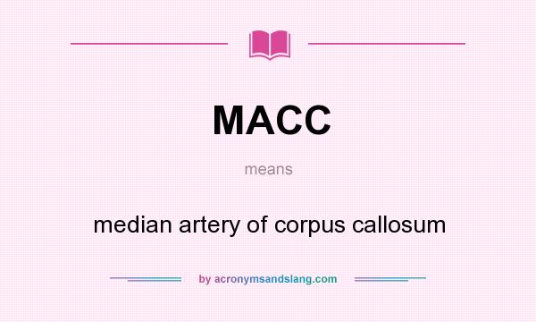 What does MACC mean? It stands for median artery of corpus callosum